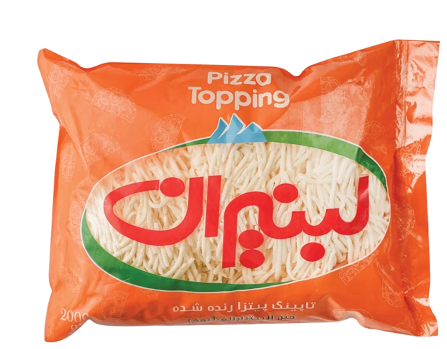 پنیر پیتزا رنده‌شده اقتصادی لبنیران، 2000 گرم · نارنجی